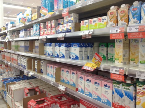 Milk in an Italian supermarket